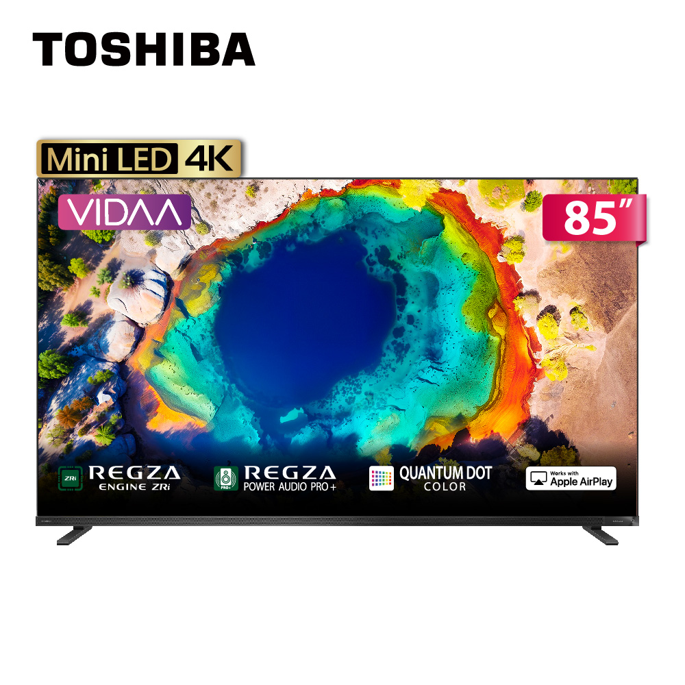 TOSHIBA 東芝REGZA 85型4K 144Hz QD Mini LED VIDAA AirPlay2 智慧