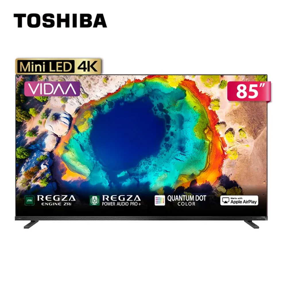 TOSHIBA 東芝 REGZA 85型4K 144Hz QD Mini LED VIDAA AirPlay2 智慧顯示器 85Z870NP  含基本安裝+舊機回收