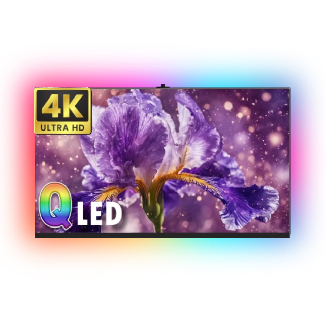 OMO 50型4K QLED Google認證 智慧語音遙控聯網液晶螢幕顯示器 含超薄壁掛架+電視情境燈 (MO-50QA50)