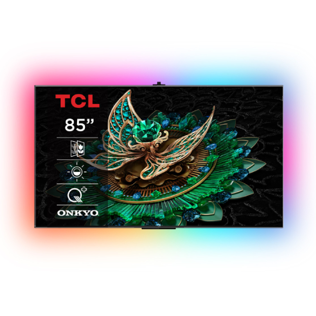 TCL 85型4K頂級Mini LED 240Hz DLG APPLE認證Google TV量子智能顯示器 含超薄壁掛架+電視情境燈 (85C765)
