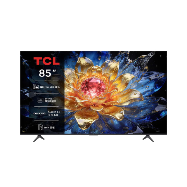 TCL 85吋 T8D QD-MiniLED控光 量子點144hz遊戲Google TV 4K UHD AI電競螢幕顯示器 含聲波氣泡水啤酒機