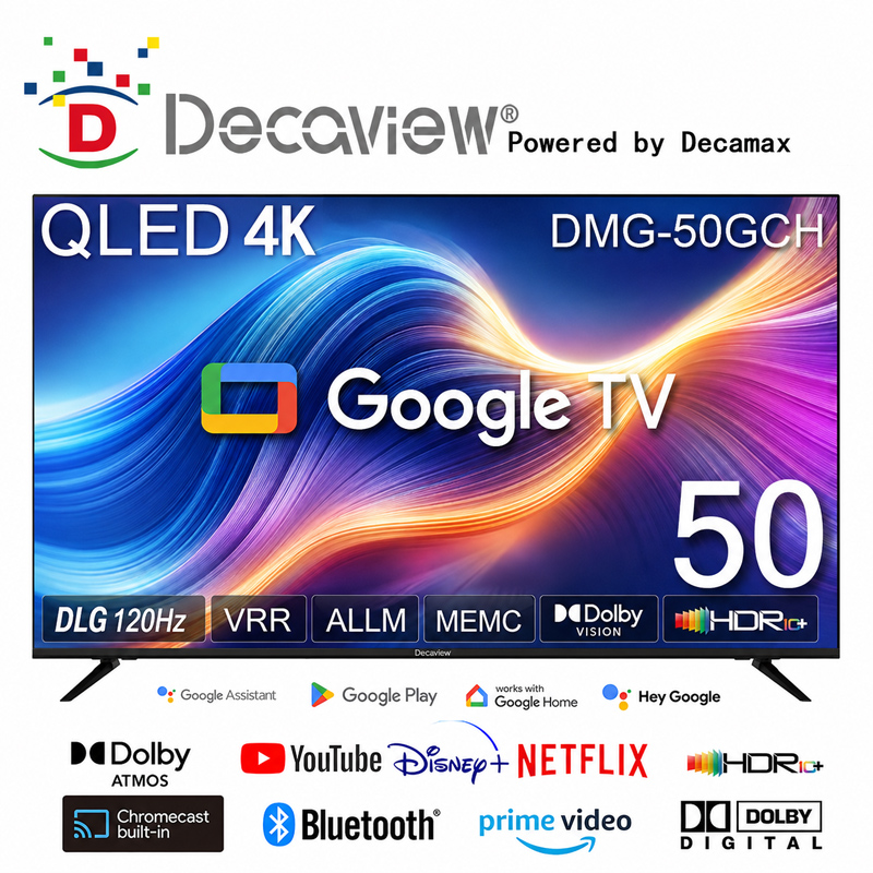 DECAVIEW 50吋 高階 4K DLG120Hz 強化量子點 QLED+ Google TV 智慧聯網液晶顯示器 ( DMG-50GCH )