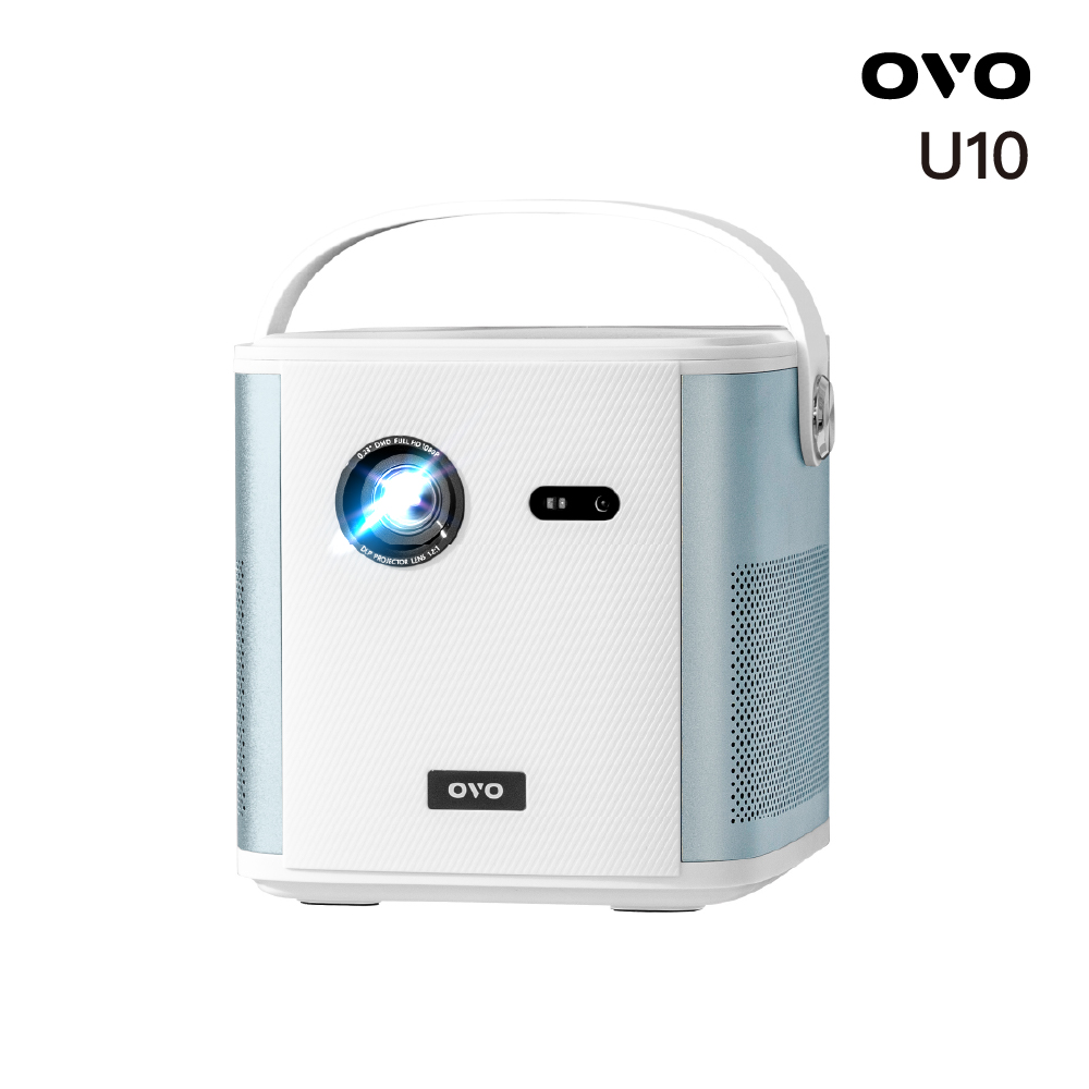 OVO 行動至尊智慧投影機(U10 極光白 自動對焦 內建電池 露營/家用/戶外/K歌)