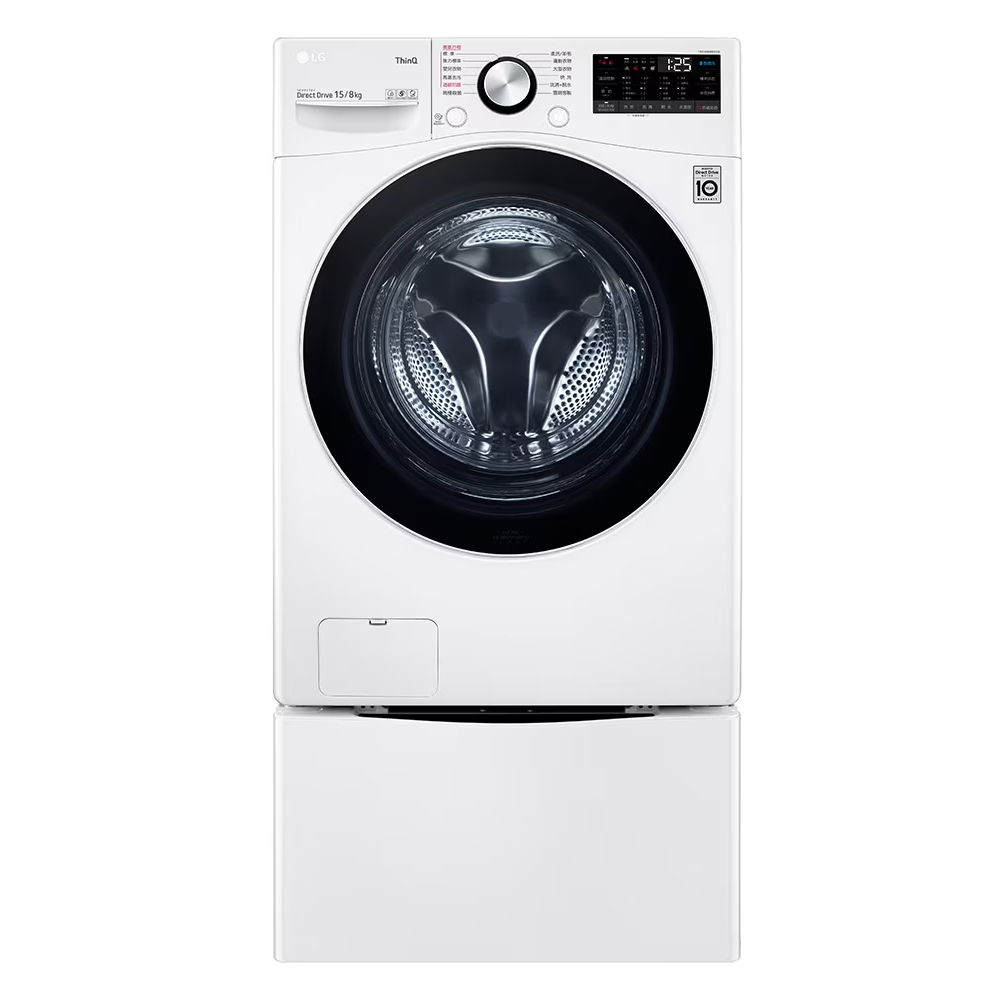 LG 樂金 15公斤滾筒蒸洗脫烘+2公斤mini洗衣機(WD-S15TBD+WT-SD200AHW)