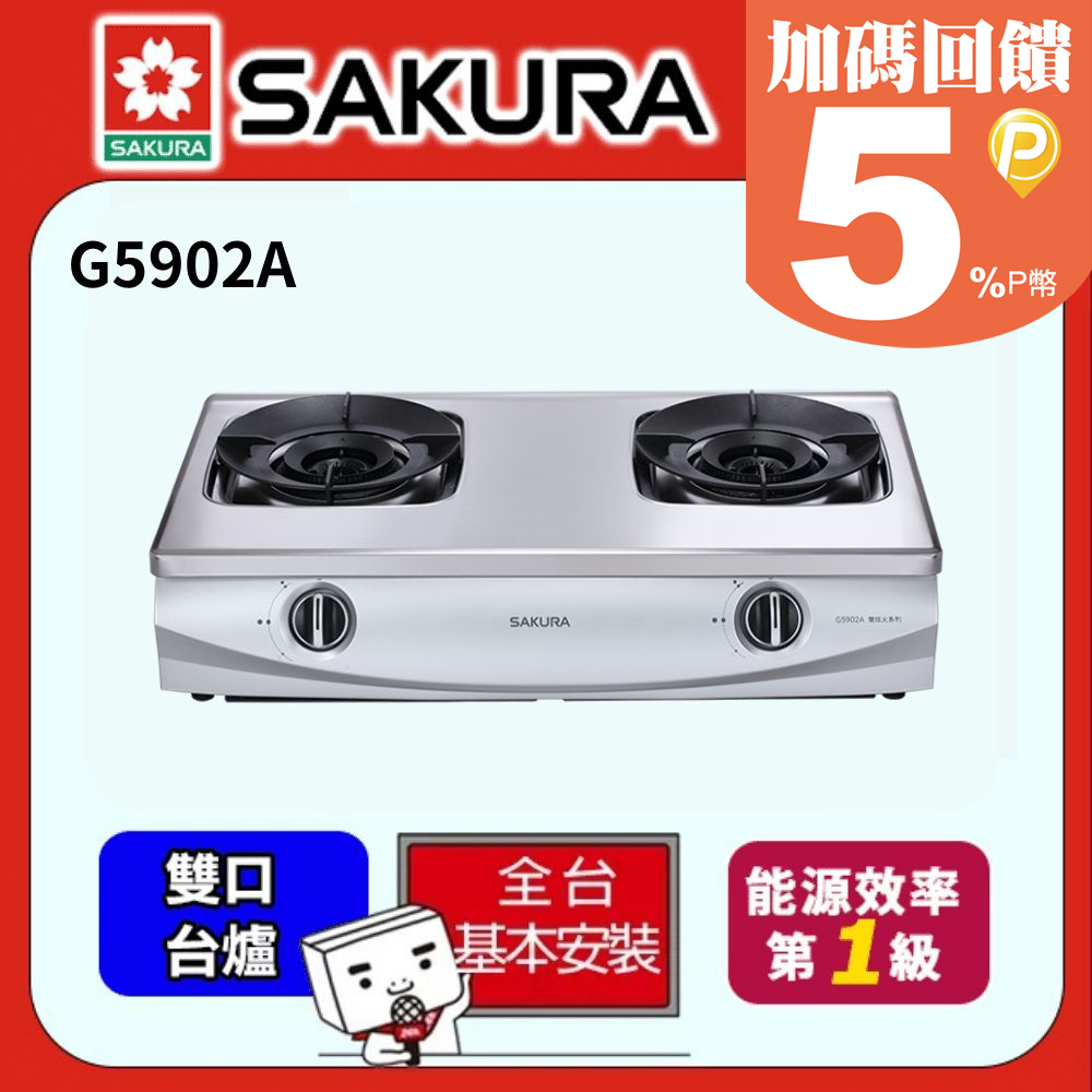 SAKURA 櫻花 -聚熱焱雙炫火安全爐 G5902A(天然瓦斯)