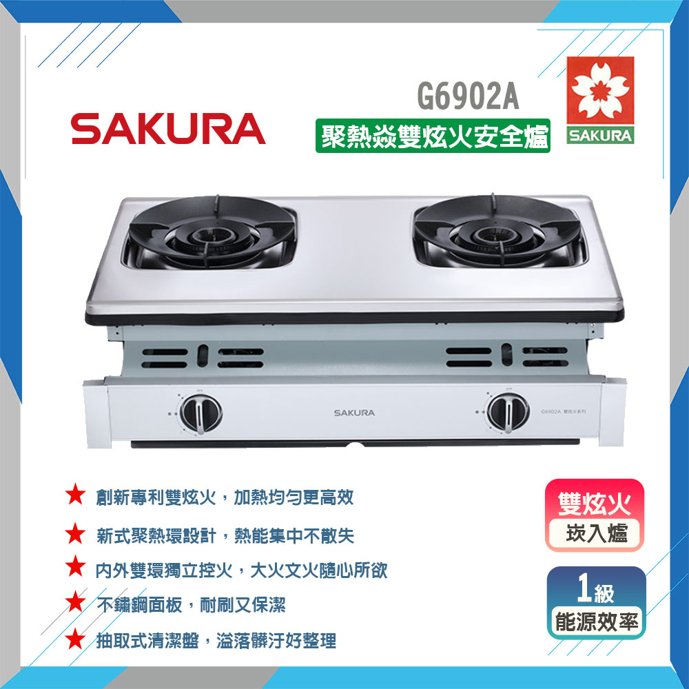 SAKURA 櫻花 G6902A 聚熱焱雙炫火安全爐 原廠保固