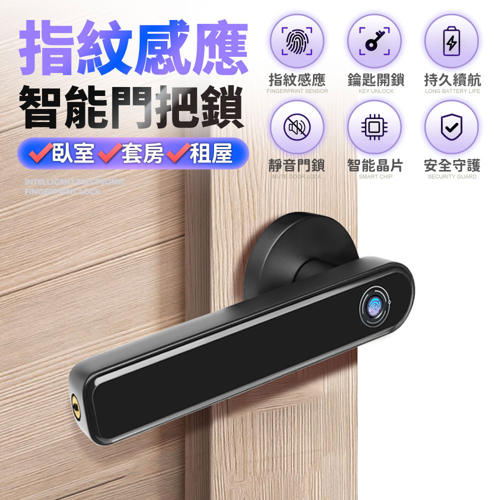 u-ta 【FJ】多功能指紋感應防盜電子鎖 CK12(支援Type-C應急供電)