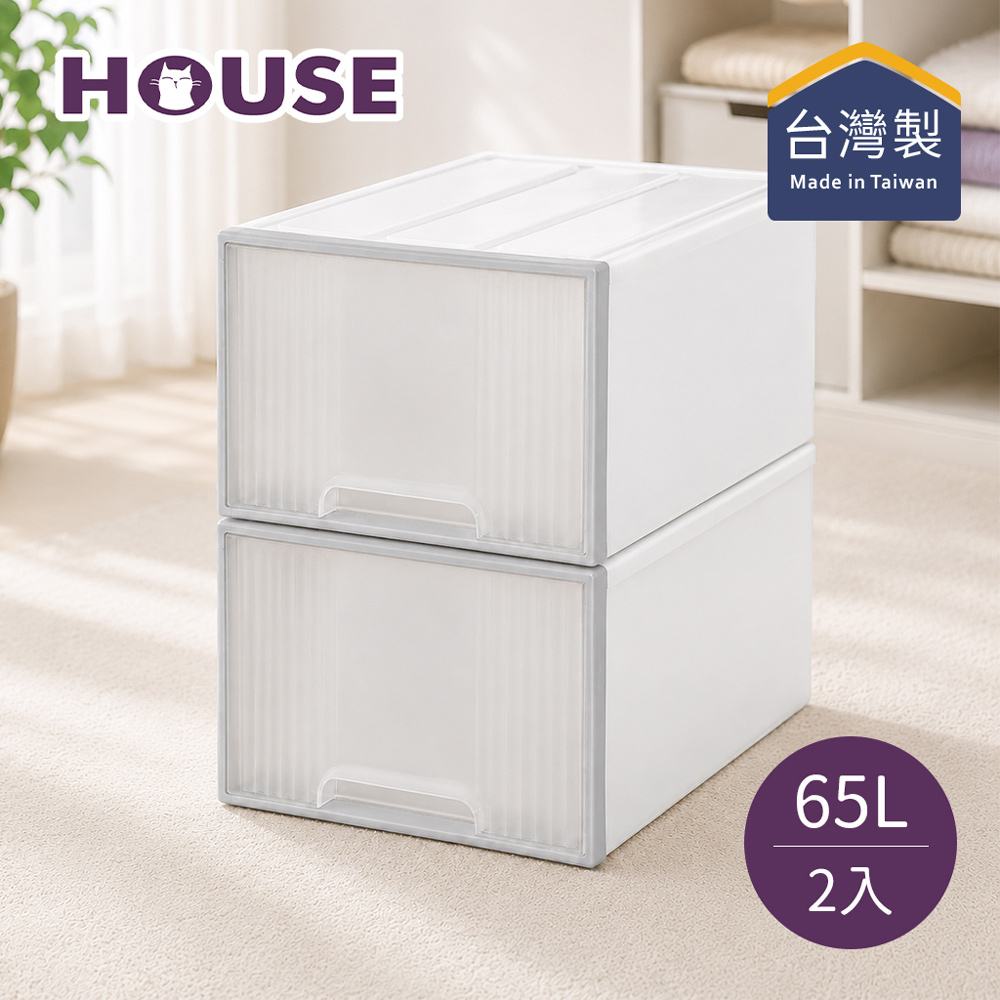 HOUSE 好室喵 純白65L置物箱-2入