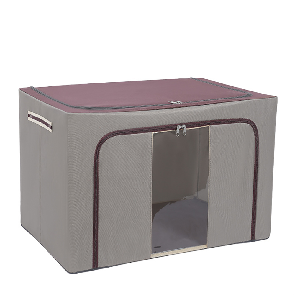 HADER 牛津布帶鋼架支撐衣物折疊收納箱 家居加厚大容量被子整理箱 防潮防塵搬家收納袋 收納櫃 100L