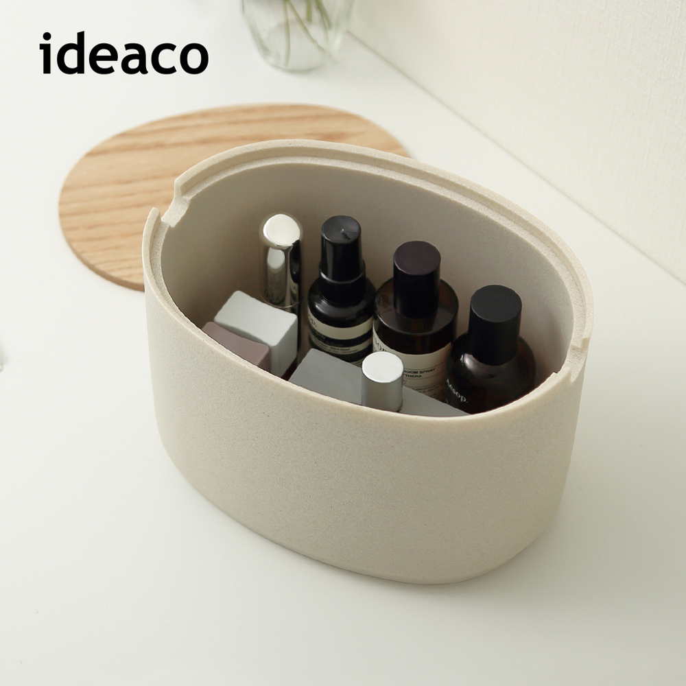 ideaco 日本 砂岩深型橢圓形收納盒(大)-多色可選