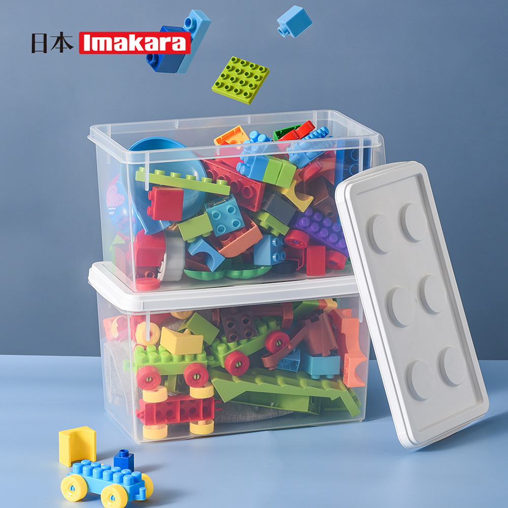 Imakara 【日本】極簡風樂高造型可疊式收納盒-L-3入