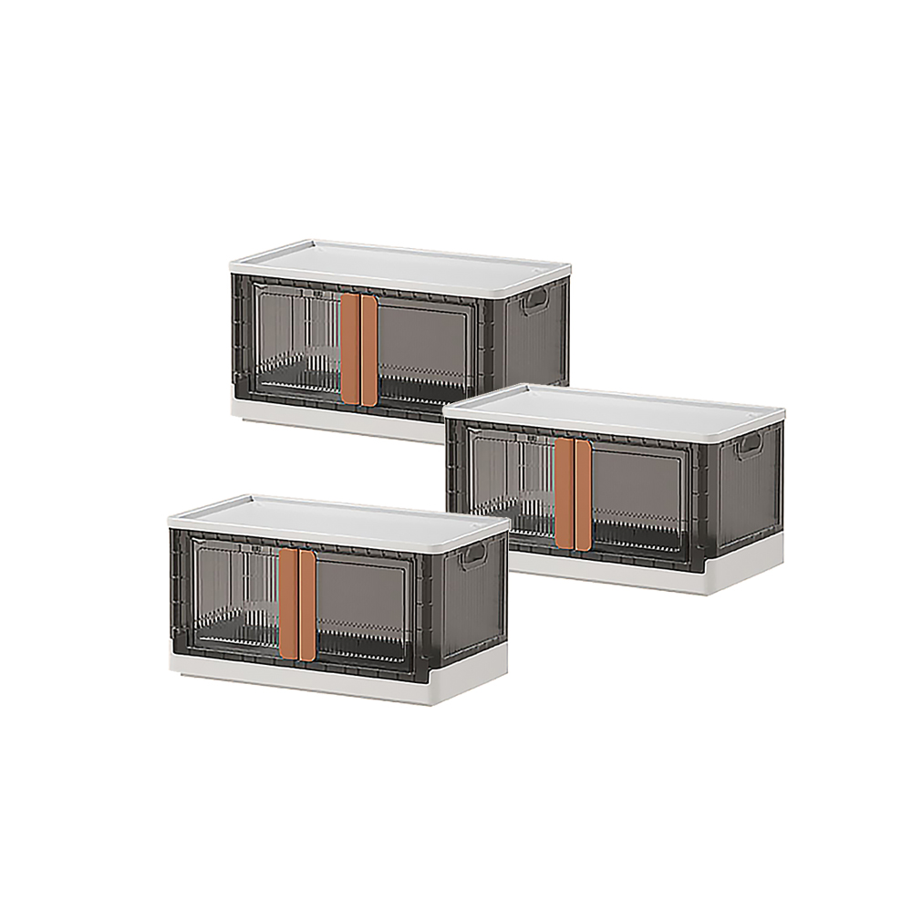 W.C.S 【居家cheaper】30L小款雙開折疊收納箱(三入組)/儲藏箱/摺疊箱/儲物箱/塑膠箱/櫃子/櫥櫃/衣櫃/零食櫃