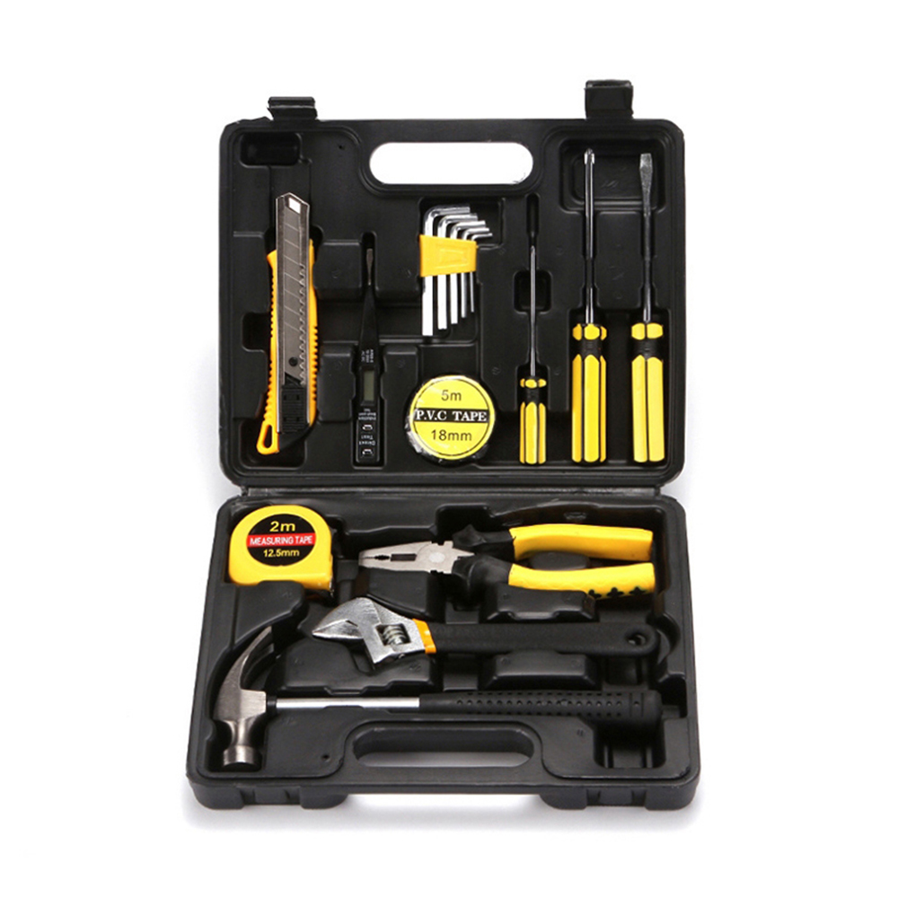 ZIPJOY 家用修繕16件萬用五金工具箱套裝(螺絲刀捲尺扳手鉗子羊角錘美工