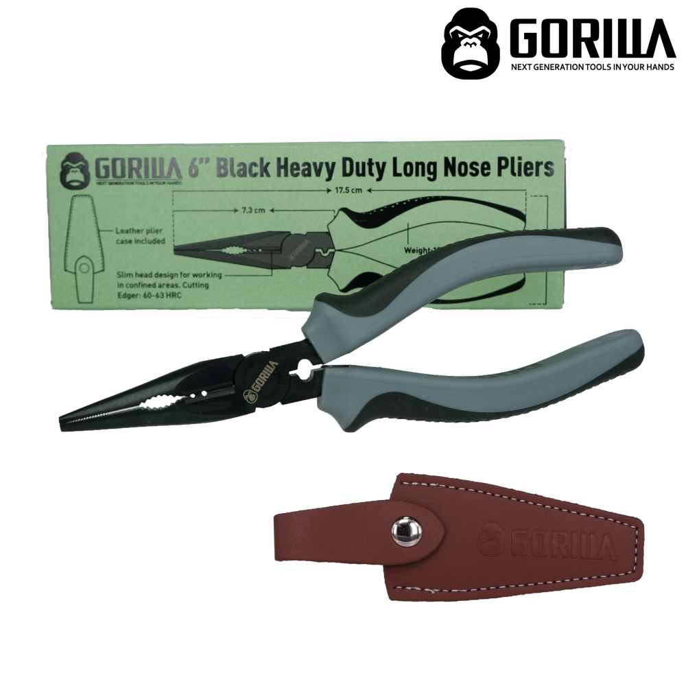 GORILLA 紳士質人手工具 6吋極黑剝線尖嘴鉗