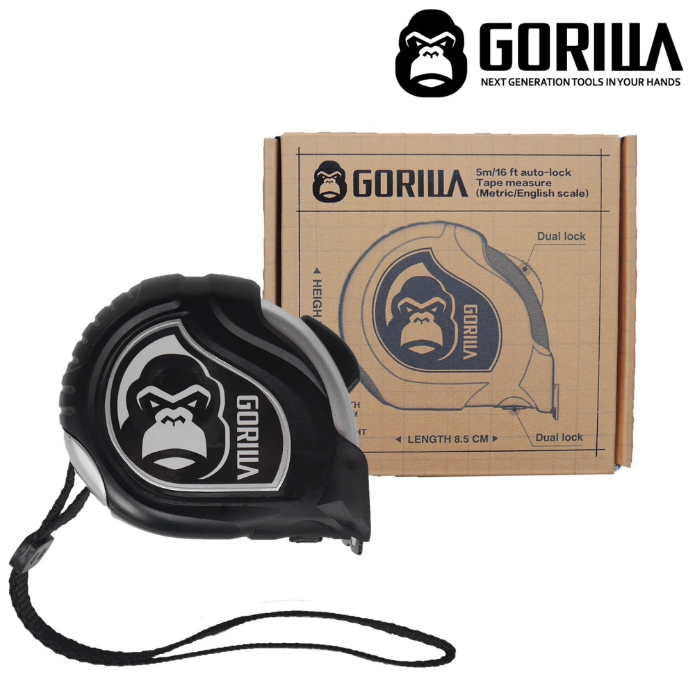 GORILLA 紳士質人手工具 銀灰5M雙面公英制捲尺
