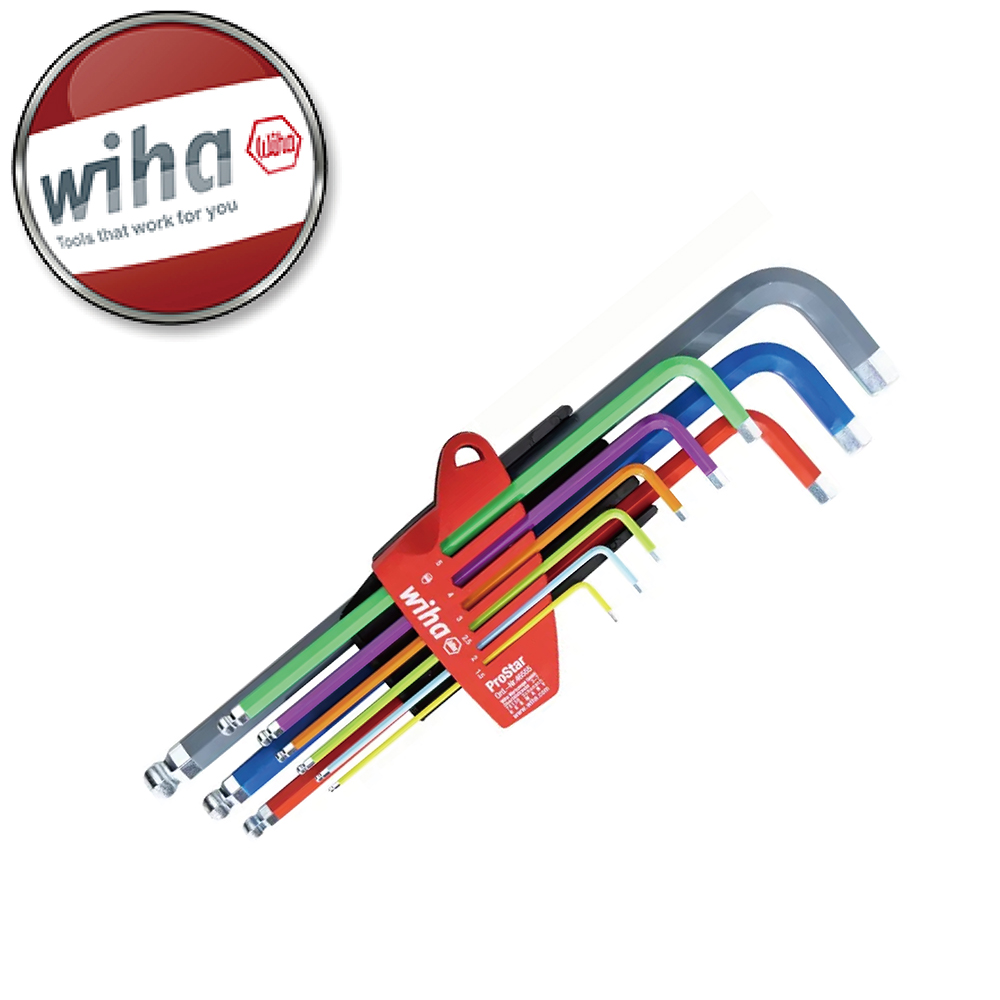 WIHA 威漢 9件L型六角扳手組_螢光 SB369S9F Prostar