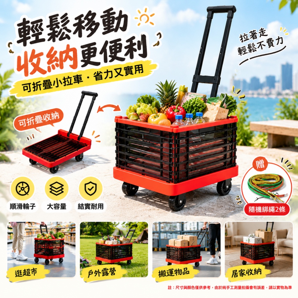 【佳美多】拉車 折疊圍欄車 手拉車 載物車 搬運車 家用拉車 圍欄可自由折疊 外出搬運方便