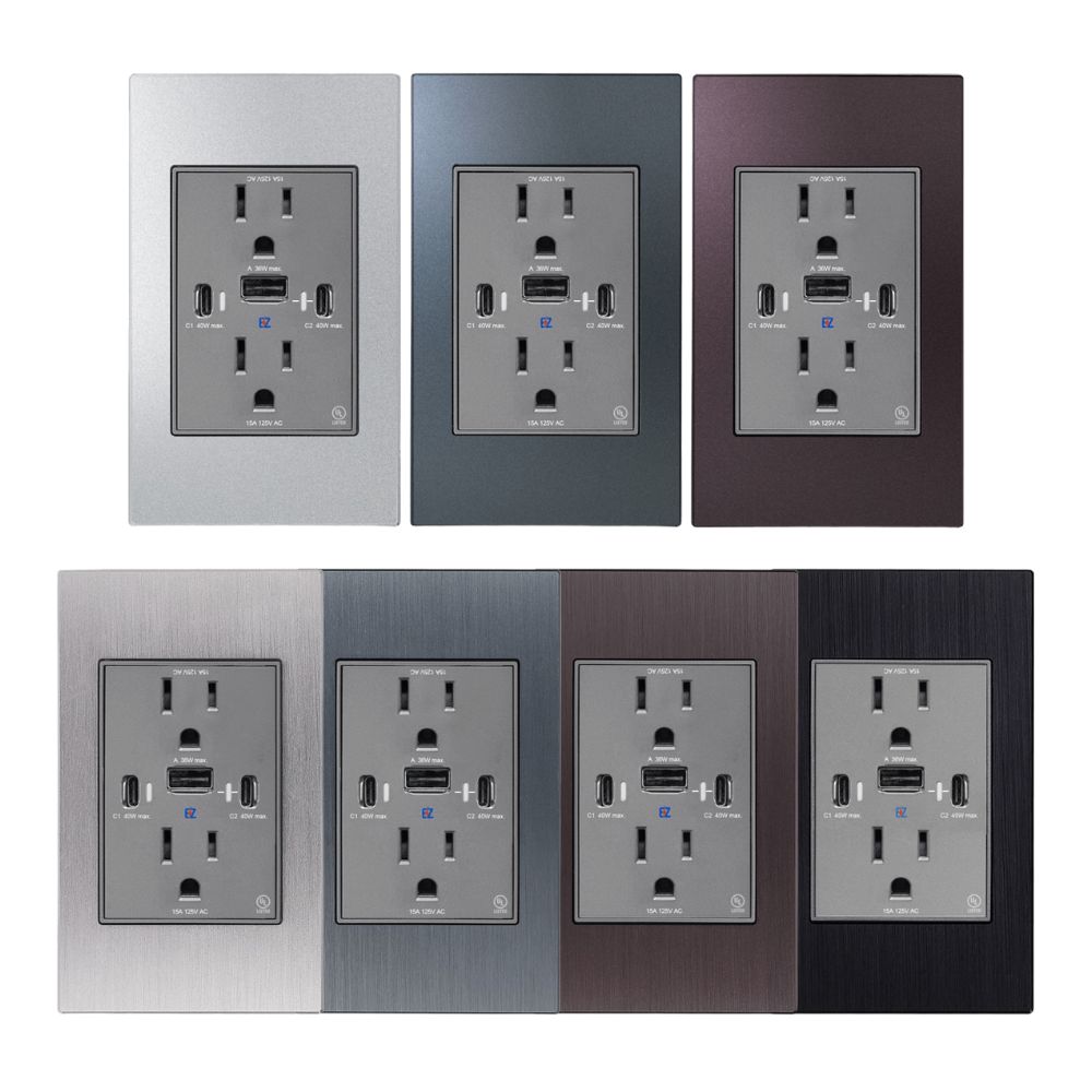 EZ CHARGER 易智快充 AC插座+40w USB插座+AC插座(金屬質感磁吸面板)