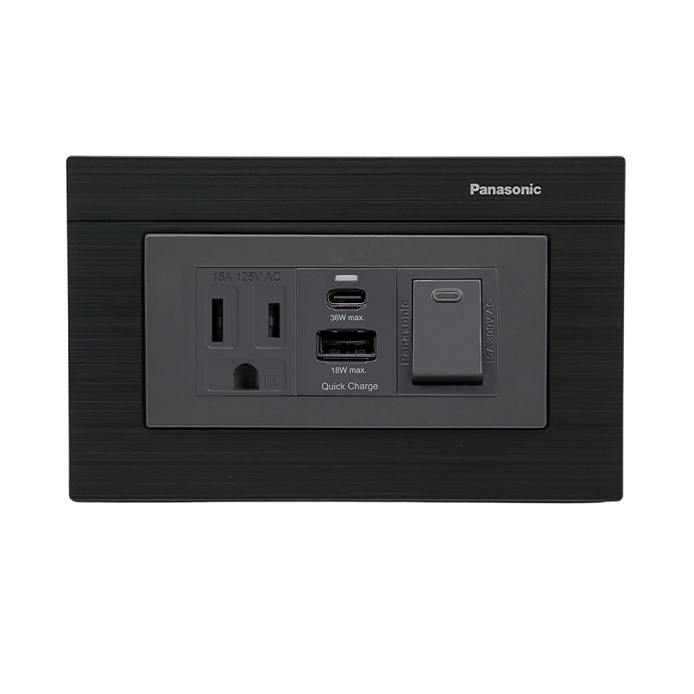 EZ CHARGER 易智快充 國際牌(R)Panasonic(R)Glatima(R)面板-磐石36W USB(A+C)+磐石AC安全插座+國際牌(R)開關