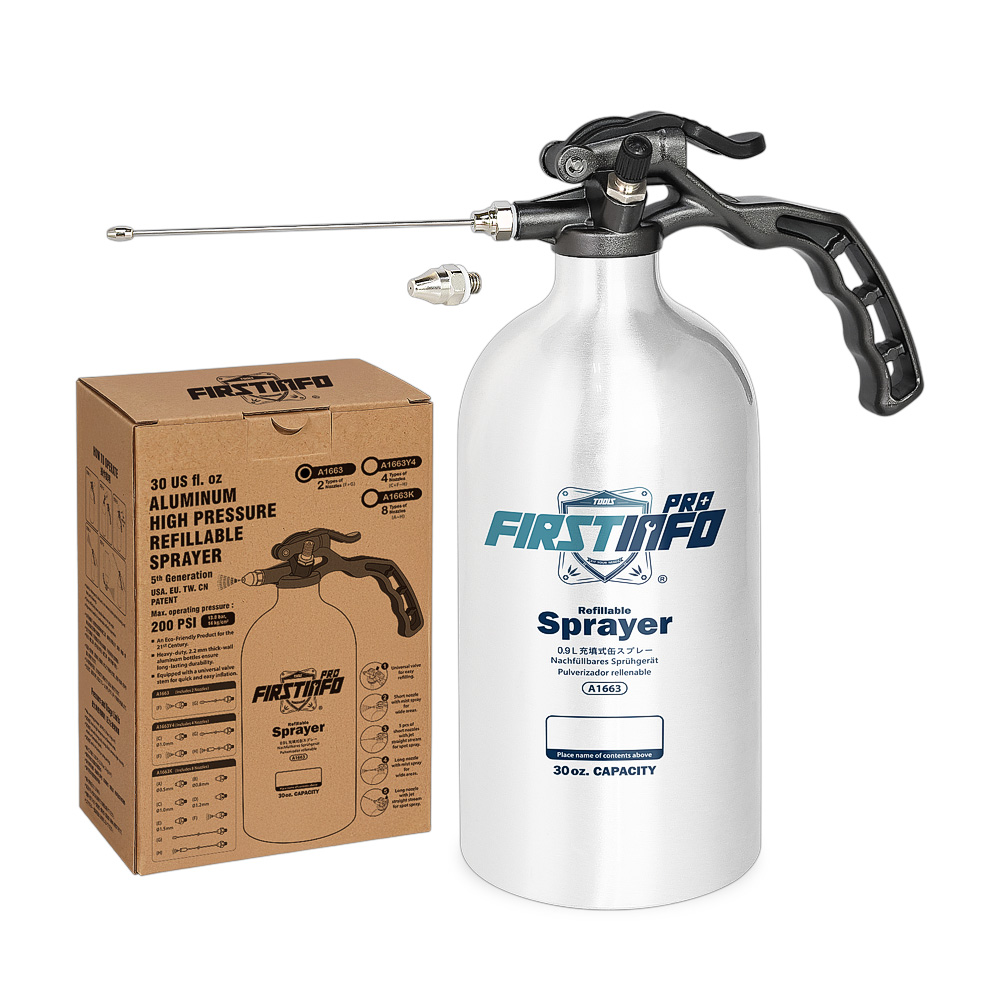 良匠工具900cc氣動氣壓噴霧罐可重覆充氣壓力噴霧罐高壓鋁製噴霧罐