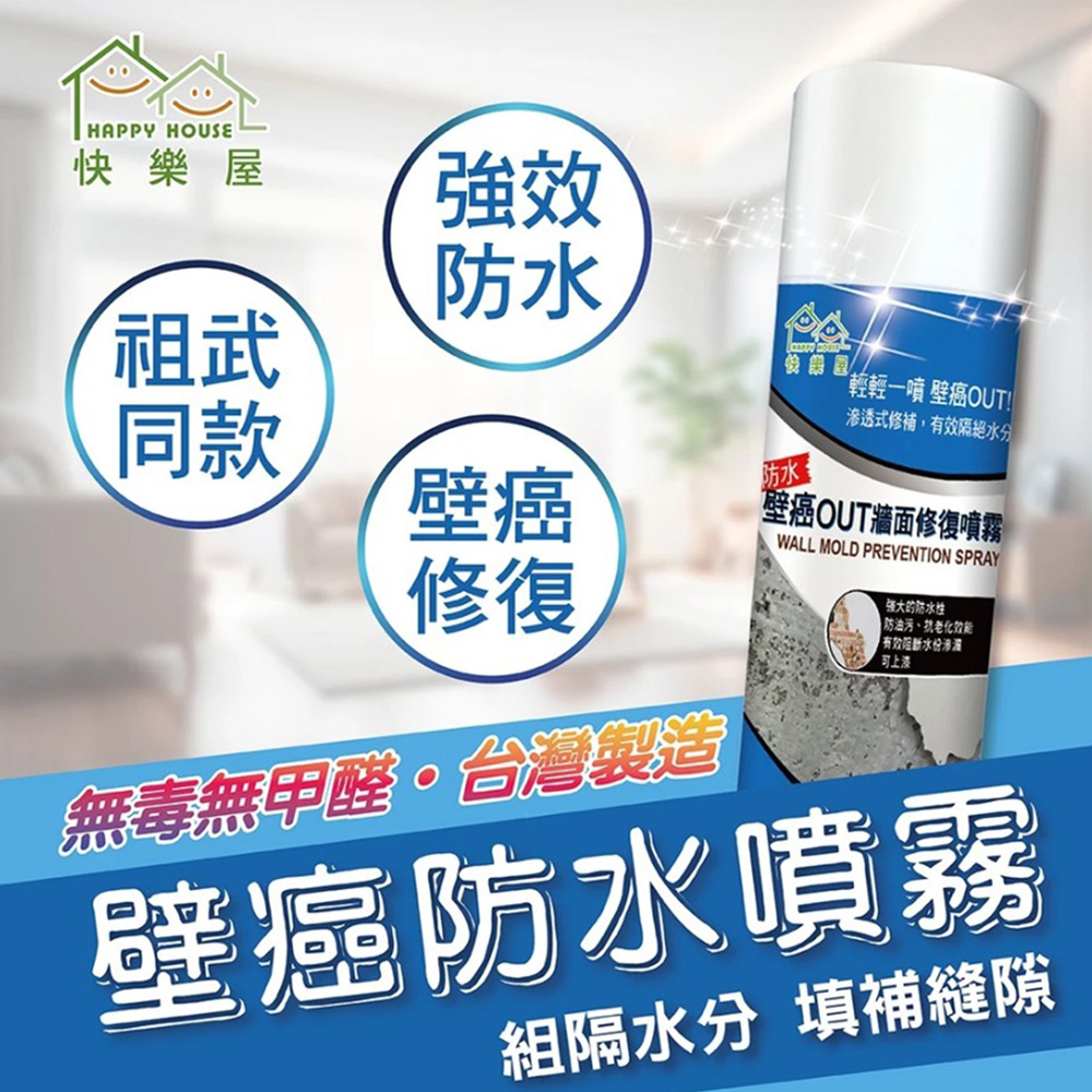 HAPPY HOUSE 快樂屋 壁癌OUT牆面修復噴霧二入組(防水塗料/DIY修補/大掃除/除舊布新)