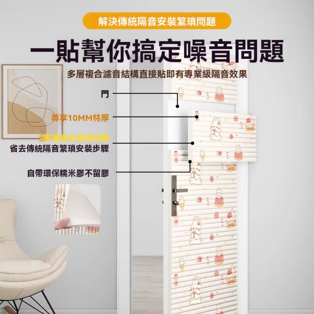 匠心 入戶門窗戶靜音隔音棉 超強隔音門貼 門用隔音板 降噪吸音棉 隔音神器 60*1*200cm 多色可選