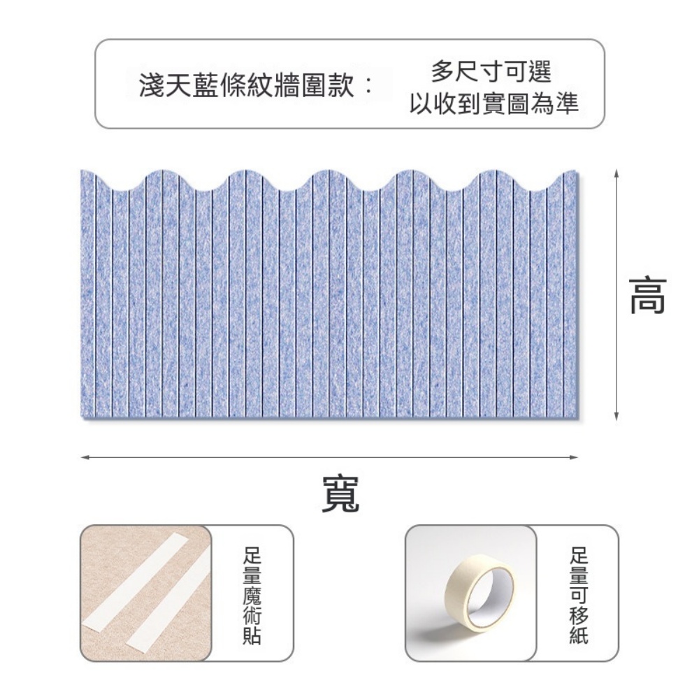 【匠心】波浪形條紋牆裙貼 3D立體防撞設計 自粘式安裝 兒童房客廳適用 120cm高*240cm宽