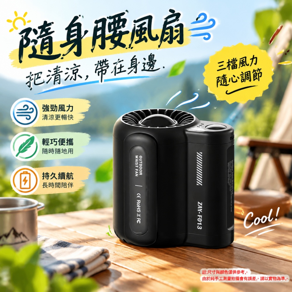 【伊達】台灣現貨 小風扇 無葉 挂腰風扇 大容量 手持 usb充電 隨身 便攜式 戶外 露營 降溫 三檔可調