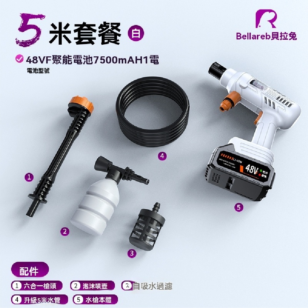 FANGGE 方格 手持式洗車機 充電式高壓洗車水槍 家用無線洗車機 增壓強力洗車器 高壓水槍清洗機
