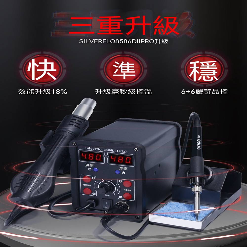 AnDa 安達 熱風槍焊台2合1電烙鐵維修焊接110v 升級毫秒級控溫