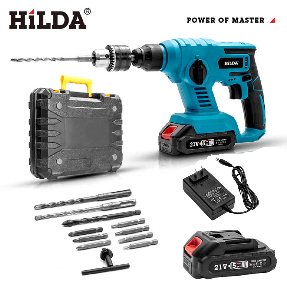 HILDA 希爾達 21V雙電 充電式無線免出力兩用錘鑽