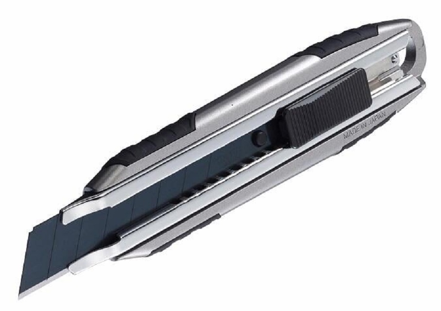 OLFA 日本進口 限量壓鑄鋁合金超強握把大型美工刀(MXP-AL型)自動鎖定 18mm刀片 尾端掛洞
