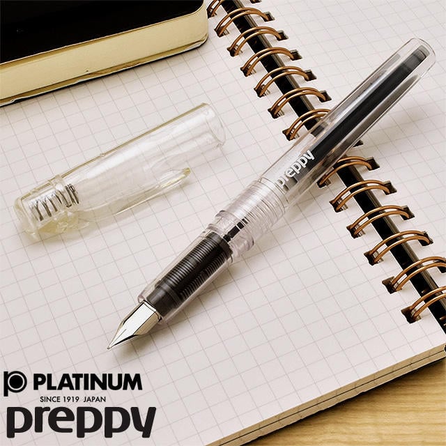 新款 牌 Preppy 全透明炫彩鋼筆PSQC-400(0.3 黑色)元氣小鋼筆 可換卡水