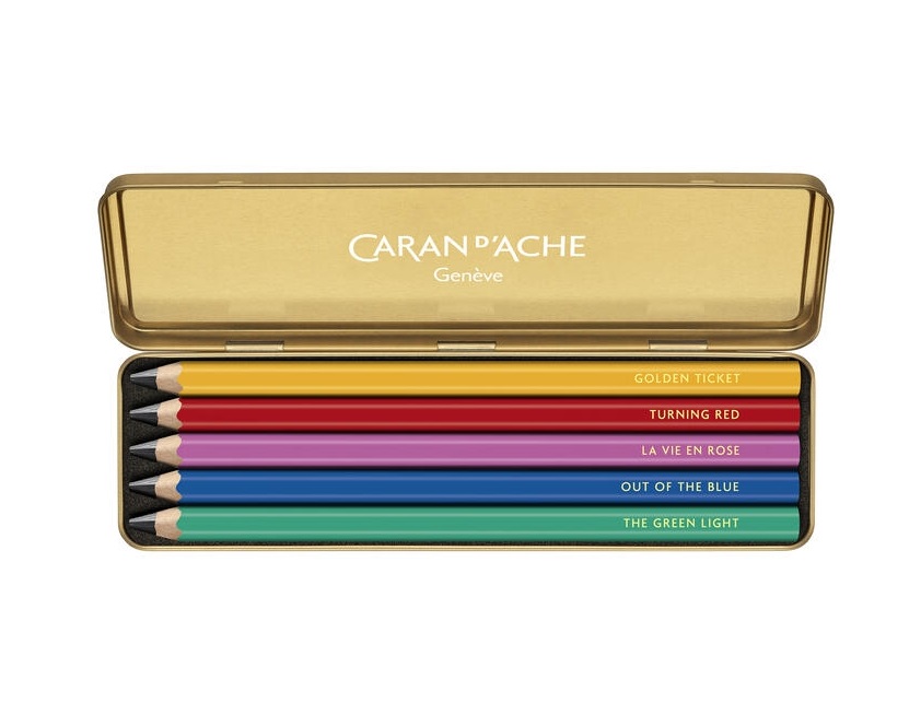 CARAN d'ACHE 瑞士卡達 瑞士 CARAN DACHE卡達 2022限定版色彩寶藏 Maxi素描鉛筆組/ HB/ 5支(498.022)