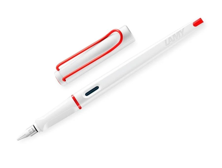 LAMY 德國 Joy喜悅系列白桿紅夾鋼筆(15)美術書法筆尖1.1/1.5/1.9mm 書寫藝術文字