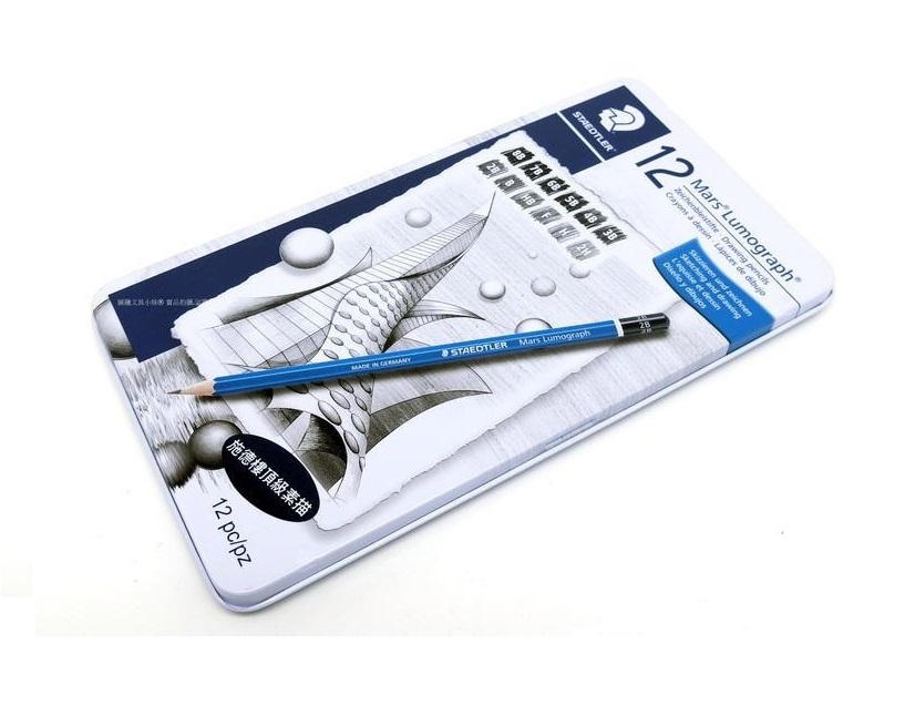 STAEDTLER 施德樓 德國進口 頂級藍桿繪圖鉛筆12入(MS100G12S)鐵盒裝