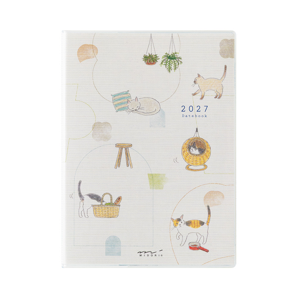 MIDORI POCKET DIARY 2027手帳(月雙週)A6 - 小貓