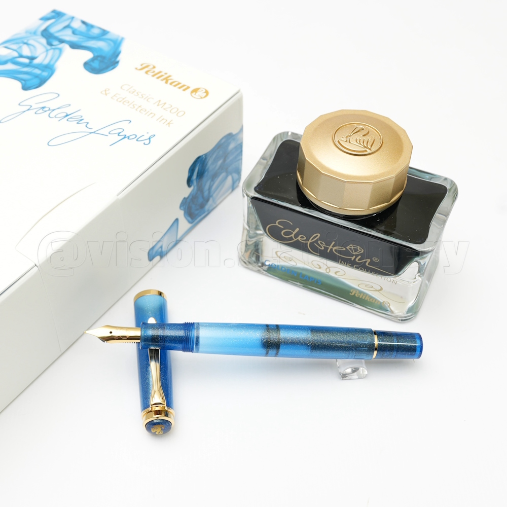 Pelikan 百利金 《M200 鋼筆 Golden Lapis 青金石藍限定墨水組》