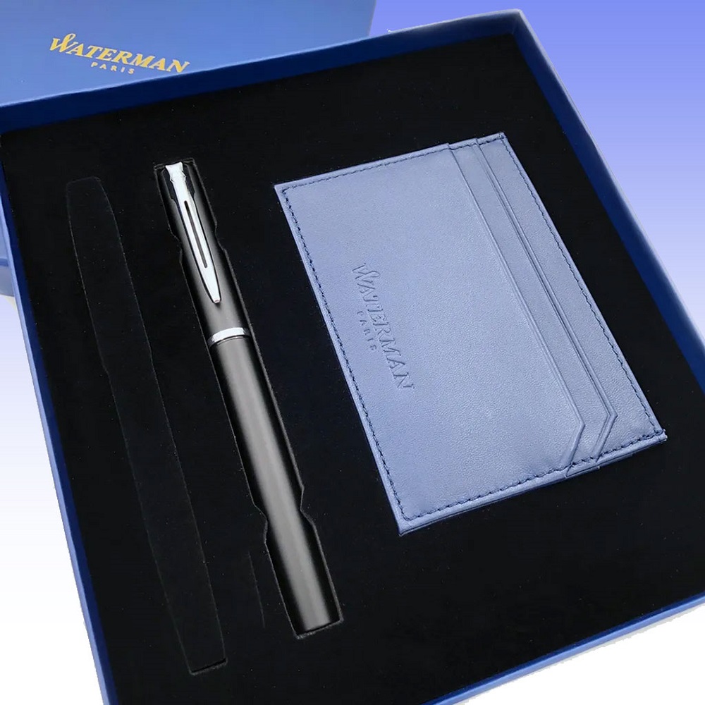 WATERMAN 威迪文 WATERMAN 威迪文 牛皮證件卡夾 雅律鋼筆禮盒 黑
