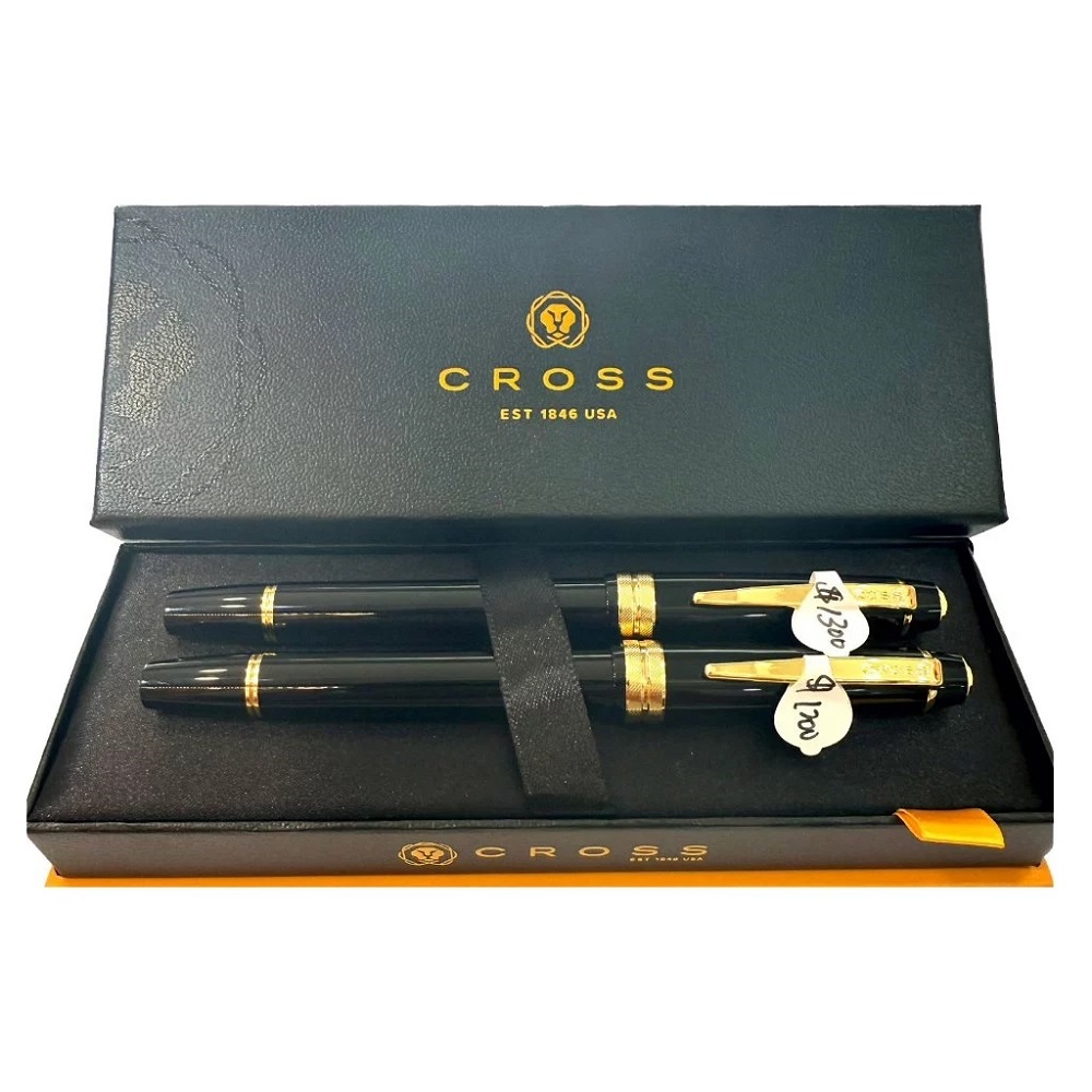 CROSS 高仕 高仕CROSS 輕盈系亮黑金鋼筆+鋼珠筆對筆組
