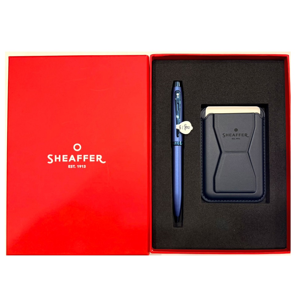 SHEAFFER 西華 Sheaffer 西華100藍桿原子筆+手機磁性卡夾禮盒組