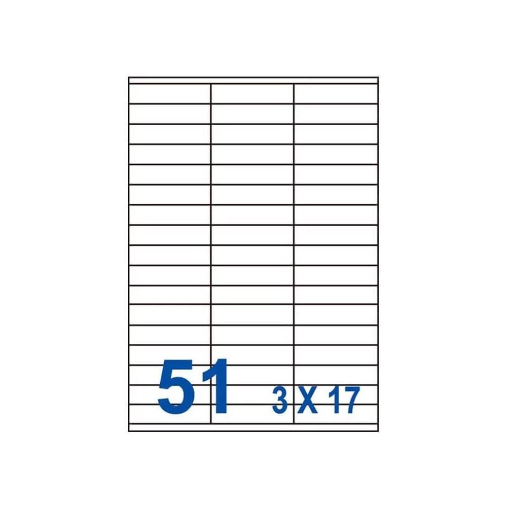 裕德 三用 電腦 標籤 51格 70X16.9mm 白色 1000張 /箱 US4459-1K