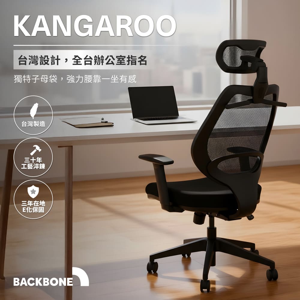 Backbone Kangaroo 人體工學椅|暢銷基本款|袋鼠椅/高背電腦椅/辦公椅/透氣網椅