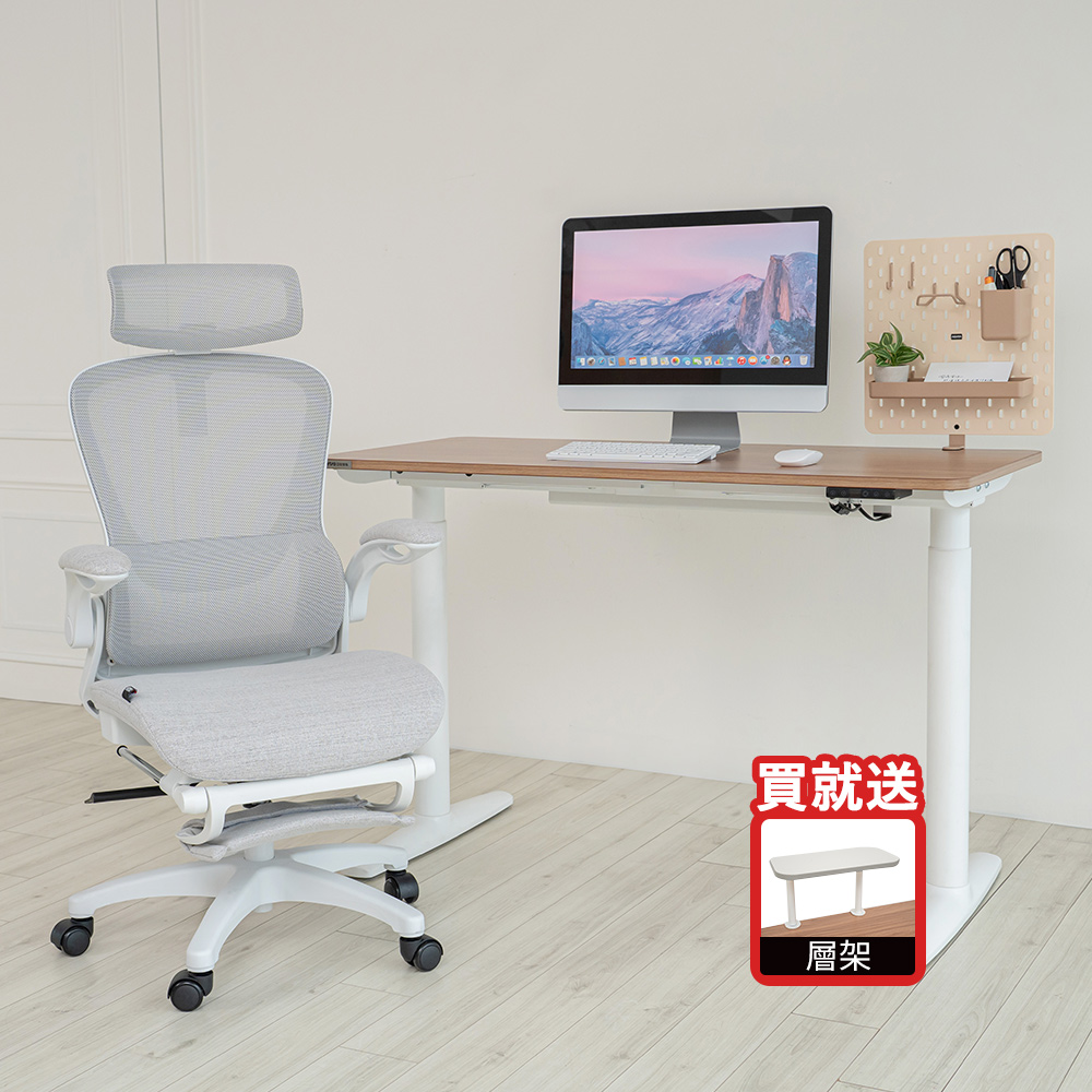 Artso 亞梭傢俬 UD電動升降桌_120公分+舒芙椅(電動桌/電腦椅/人體工學椅/辦公椅)