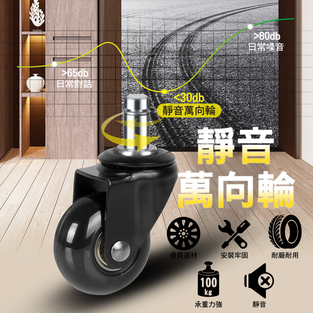 G+居家 2組5入-辦公椅2吋萬向輪-純黑 (活動腳輪/電腦椅輪/靜音輪/萬向輪/推車輪/溜溜輪/替換輪/通用輪/滑順輪)