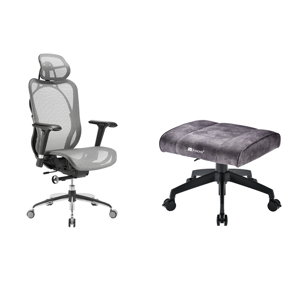 i-Rocks 艾芮克 irocks T05 Plus 人體工學 辦公椅+T11 貓抓布多用途椅凳