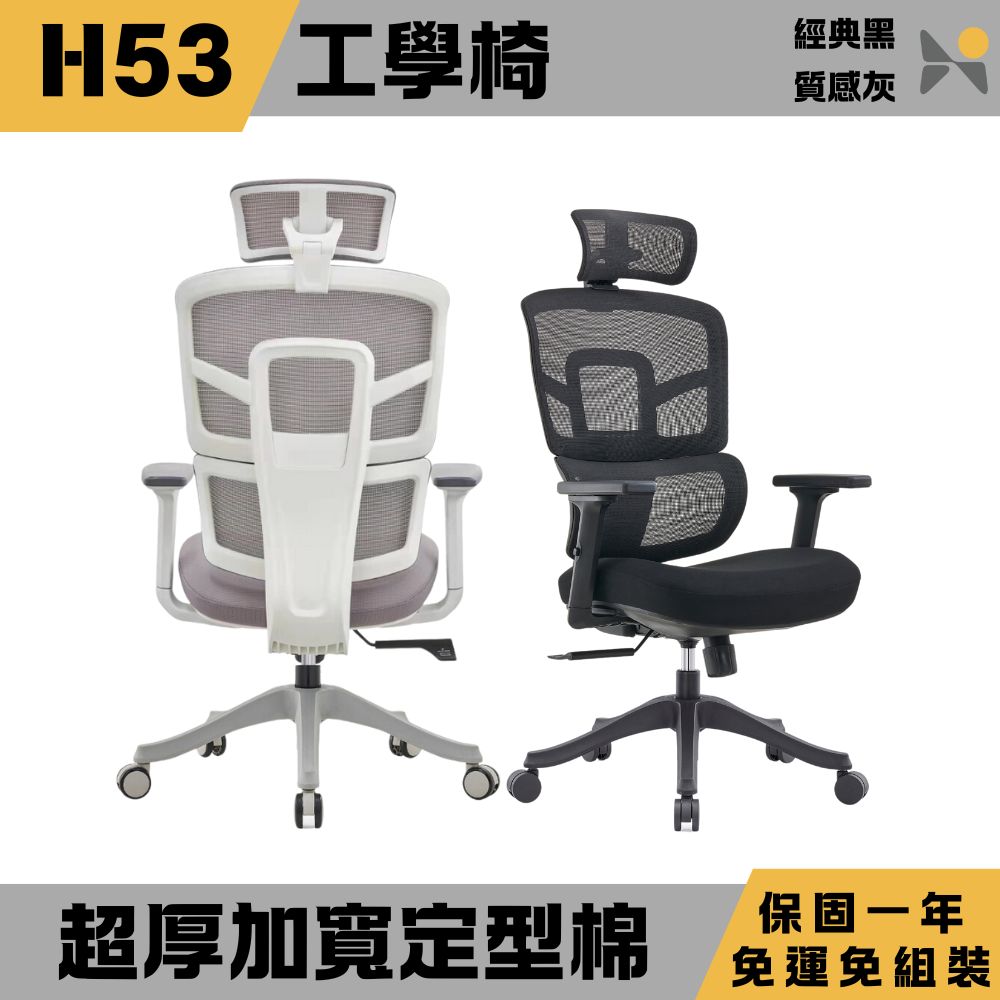 H53超厚加寬人體工學椅-免組裝(電腦椅/人體工學椅/辦公椅)