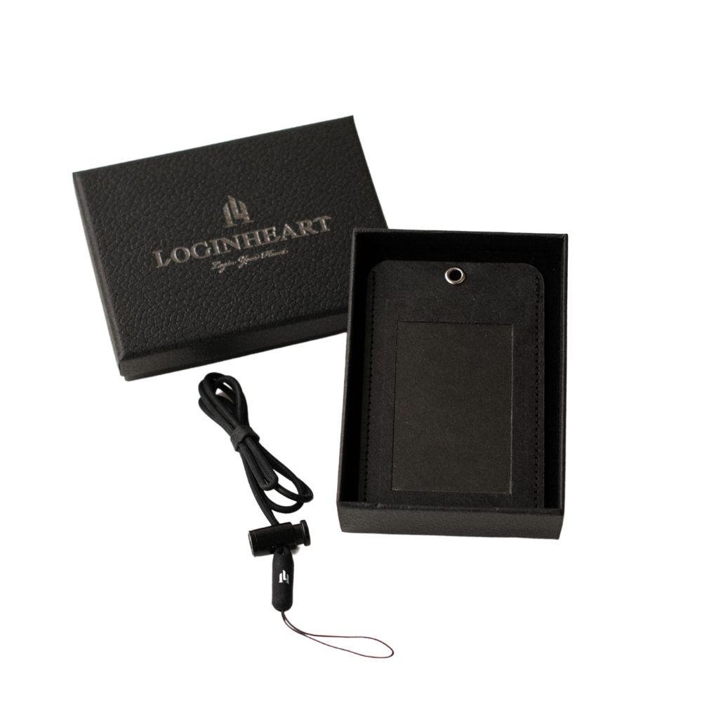 LOGINHEART｜免取卡正面感應證件套 經典黑 其他夾層票卡不干擾 臺灣製造獨家精品 附矽膠掛繩