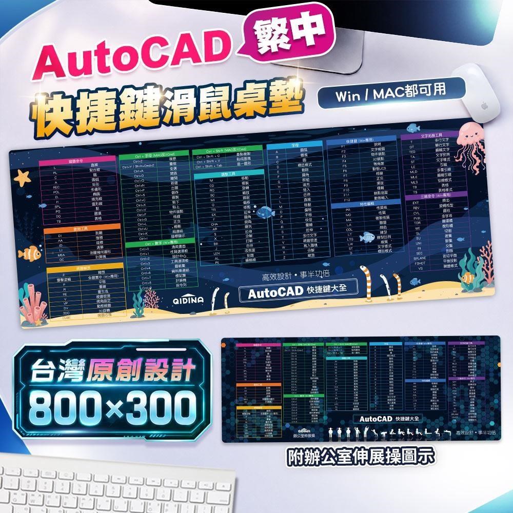 獨創設計-CAD繁中快捷鍵滑鼠大桌墊(WIN/MAC通用款)