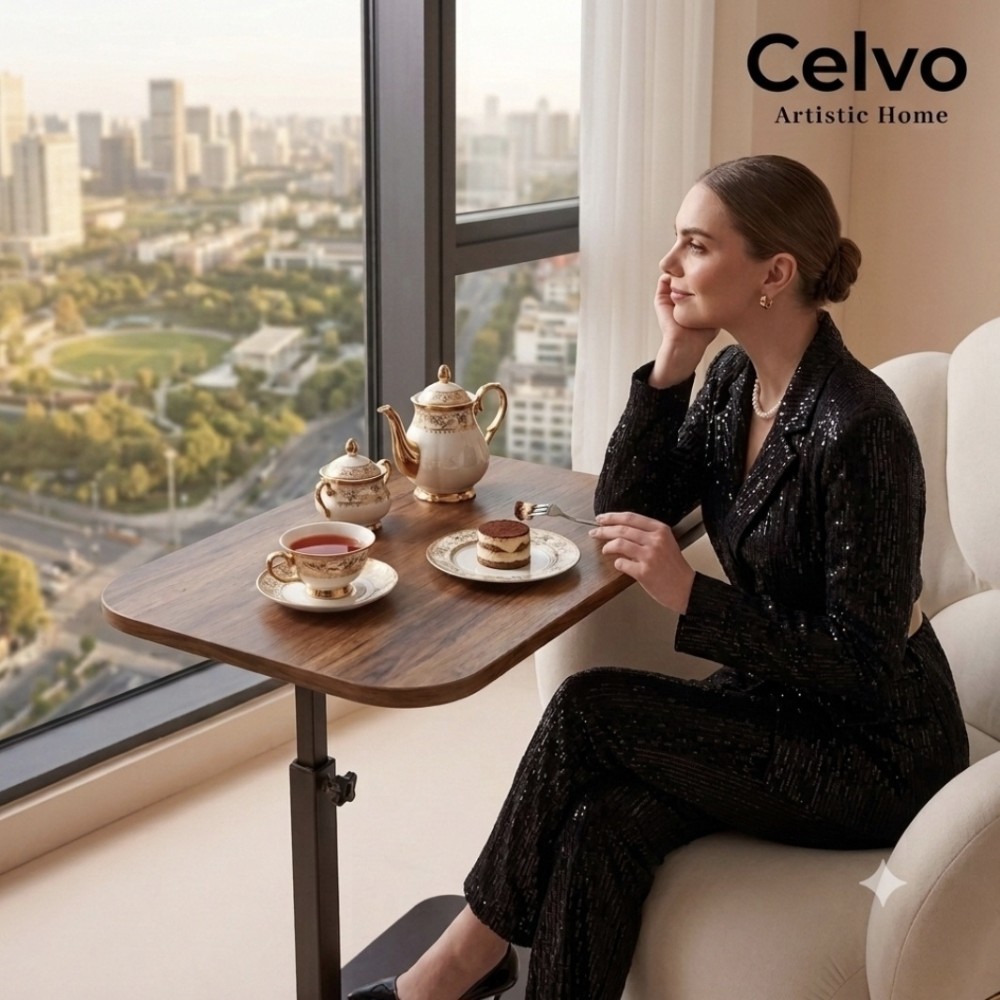 【Celvo】歐式旋轉升降邊桌 (45-80cm調節 休憩茶几)